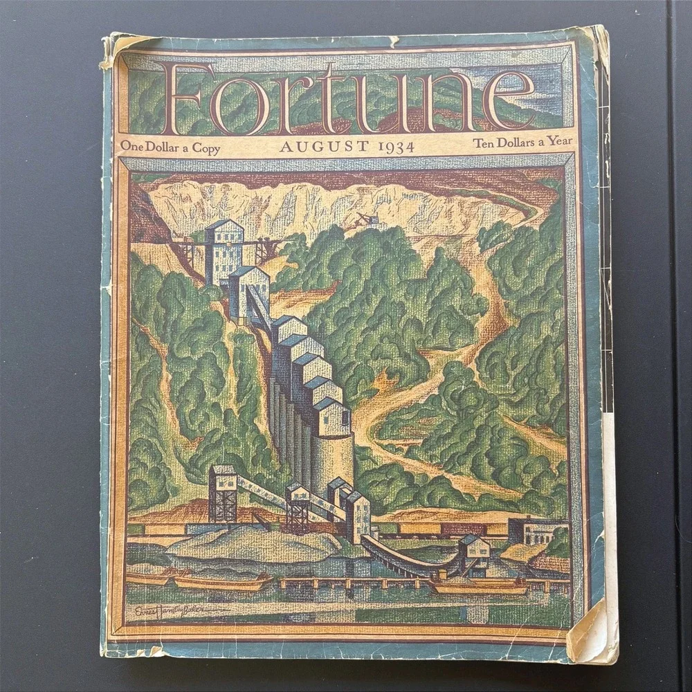 Vintage Fortune Magazine August 1934 Ernest Hamlin Baker Cover New Yorker Art